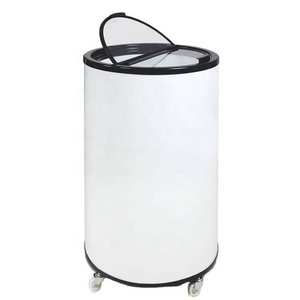 Electric Round Barrel Beverage Cooler With Wheels Energy Drink Refrigerators Fridge Freezer