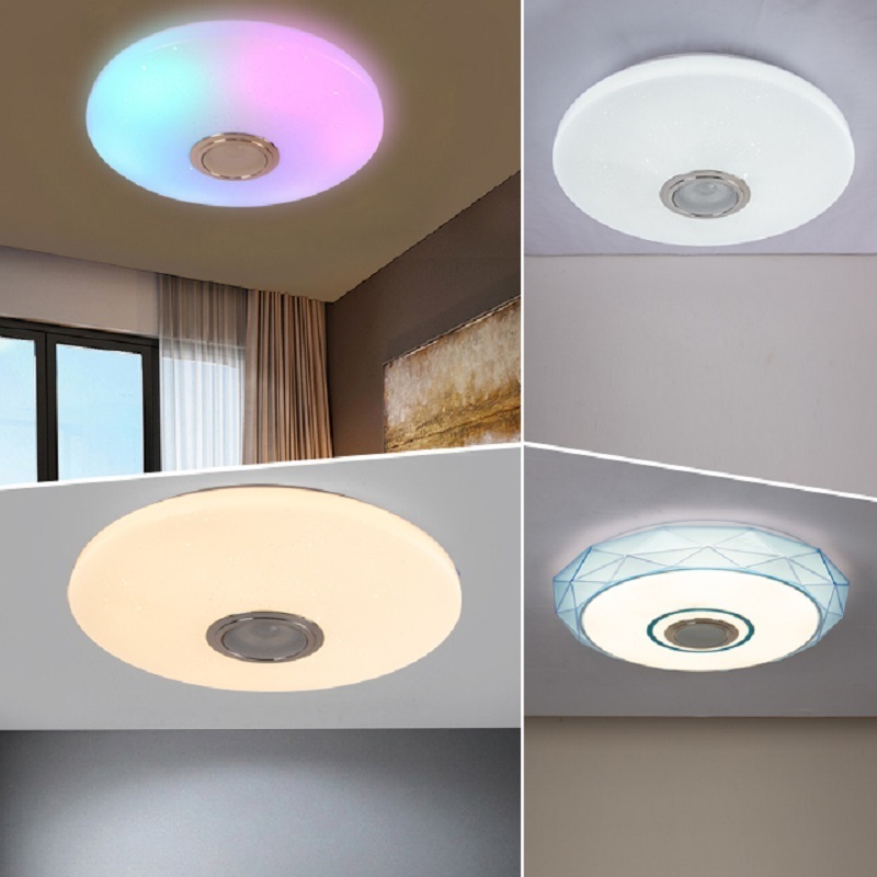 Hot Sale Smart RGB Modern Chandeliers Lighting Remote APP Control Bluetooth Speaker Music LED Light Bedroom Ceiling Light