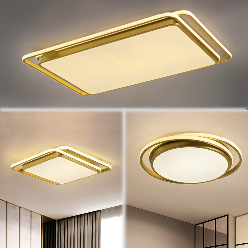 Modern Minimalist Geometric Gold Black Ceiling Light Fixtures Family  Living Room Bedroom Led Light Ceiling