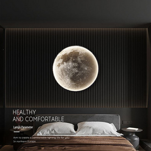 Moon Wall Lamp Modern Creative Corridor Moon Mural Lamp Light Luxury Black Living Room Iron Acrylic Round LED Moon Wall Light