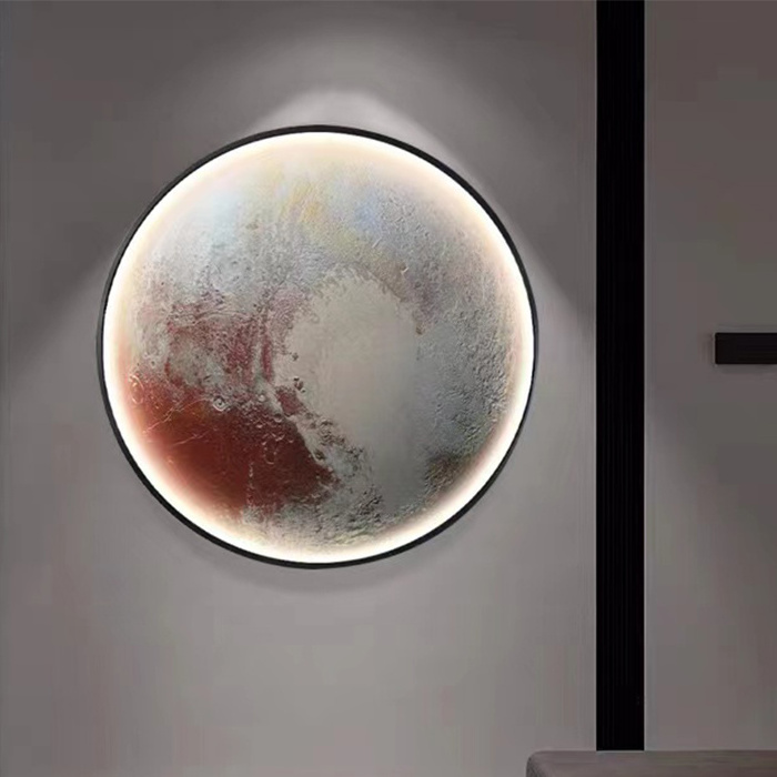 Moon Wall Lamp Modern Creative Corridor Moon Mural Lamp Light Luxury Black Living Room Iron Acrylic Round LED Moon Wall Light