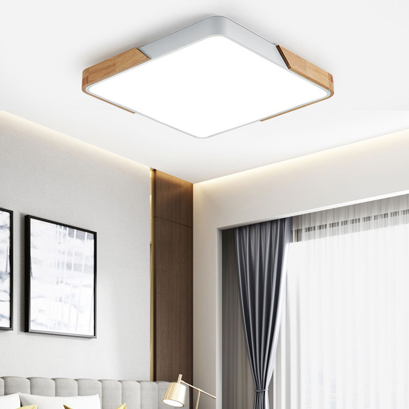 Modern LED Ceiling Lights for Living Room Bedroom Led Ceiling Lamp Square Round Wooden LED Ceiling Light