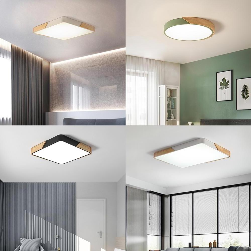 Modern LED Ceiling Lights for Living Room Bedroom Led Ceiling Lamp Square Round Wooden LED Ceiling Light