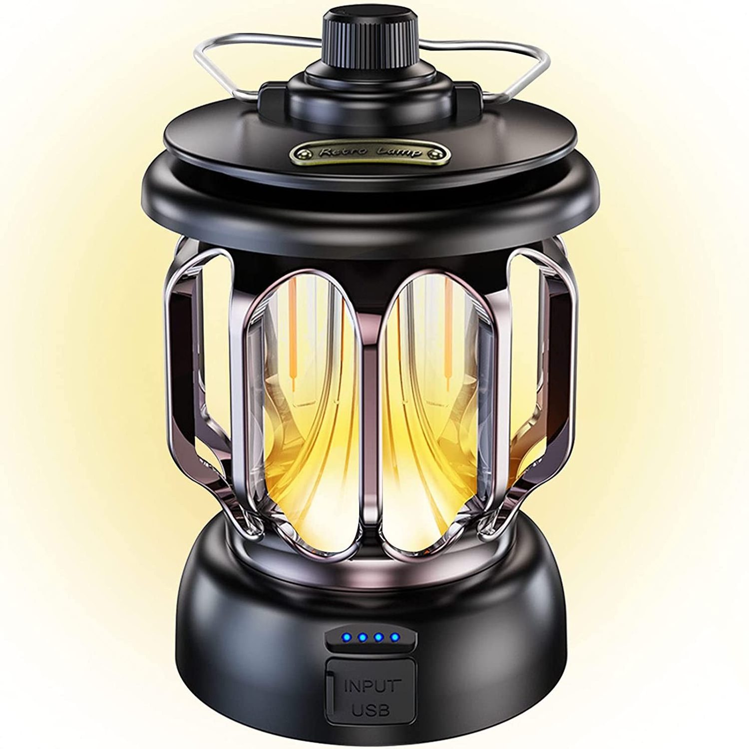 2023 Retro Emergency Lighting for Power Failure Portable LED Camping Lantern Rechargeable Battery Powered Dimmable Camping Light