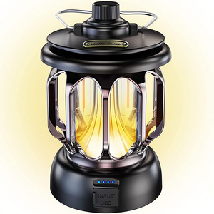 2023 Retro Emergency Lighting for Power Failure Portable LED Camping Lantern Rechargeable Battery Powered Dimmable Camping Light