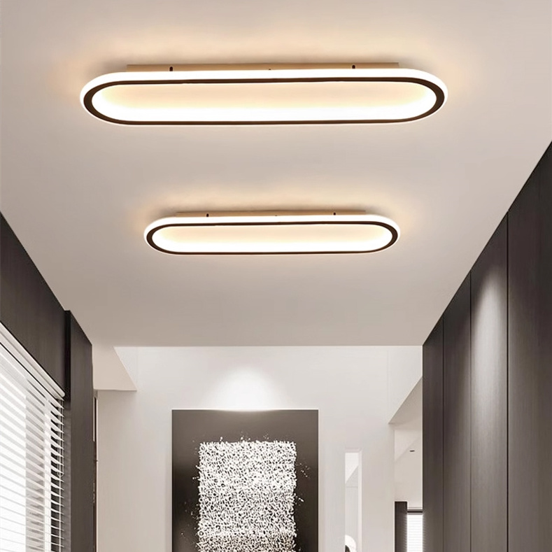 Modern Minimalist long oval checkroom living room hallway led ceiling light black and white aisle entryway LED ceiling lamp