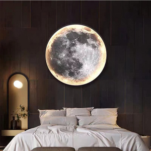 LED Lights Manufacturers Luxury Bedroom Living Room Decoration Fancy Lights for Home Iron Black Moon Walls Hanging Lamp