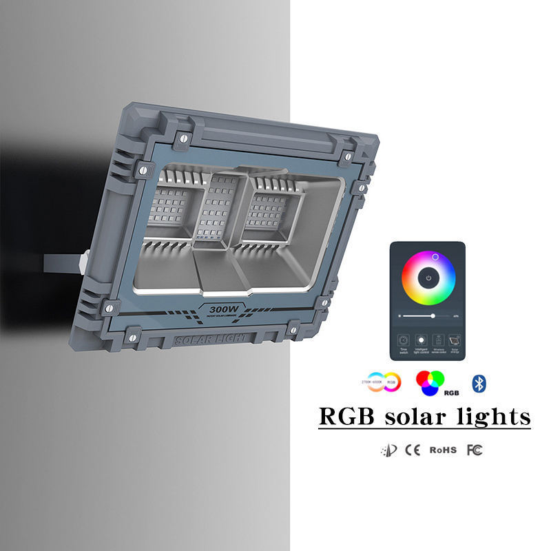 200watt Led Solar Light RGB Remote Control Flood Light Solar Powered Portable Rechargeable Outdoor Led Solar Flood Lights