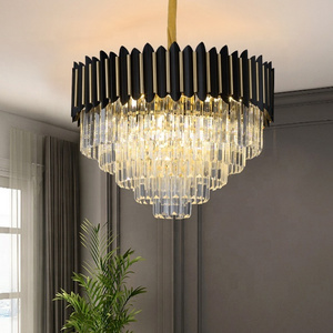 Modern Crystal Chandelier Luxury Round Pendant Light Fixture Large Hanging Ceiling Lighting for Entryway Foyer Bedroom Dining