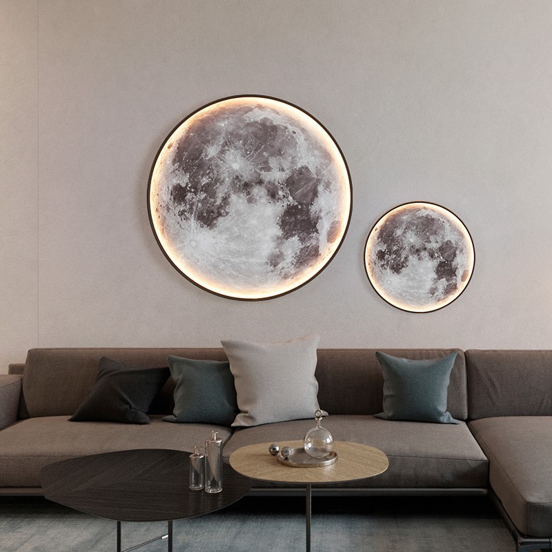 LED Moon Decoration Wall Lights Indoor Modern Nordic Art Mural Bedroom Living Room Sofa Background Interior Night Light