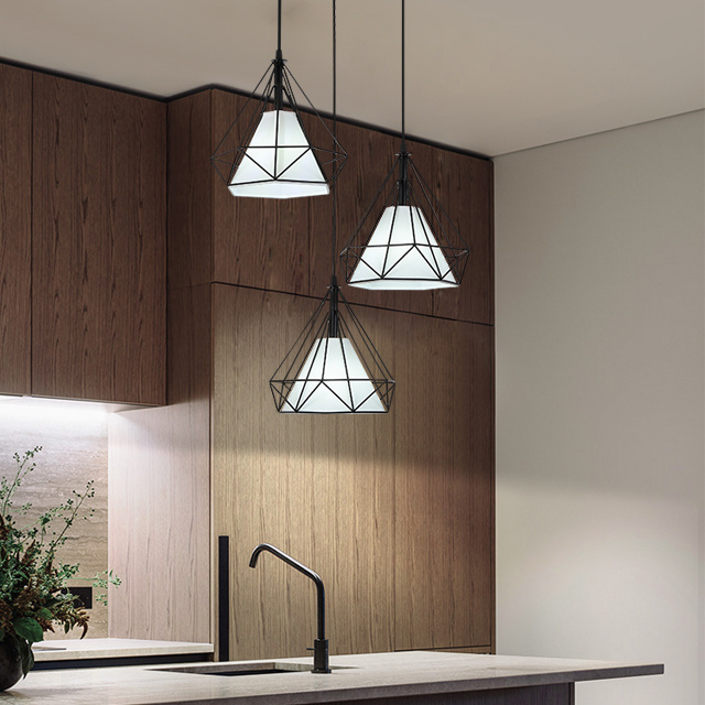 Pendant Lamp indoor Decorative Light Indoor Nordic Chandelier black triangle iron Chandelier Lights