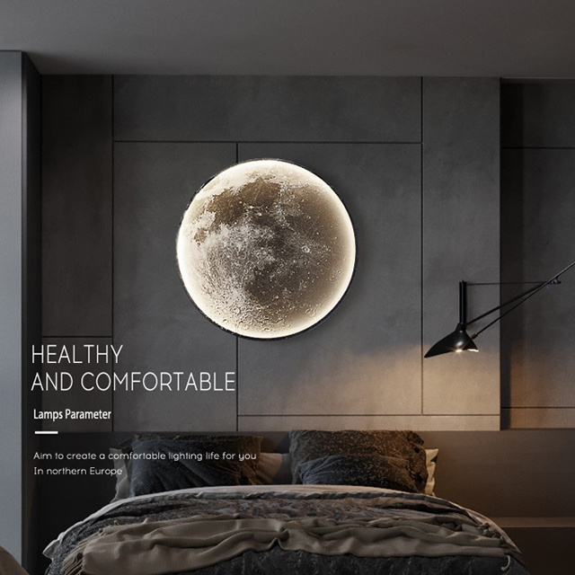 LED Moon Decoration Wall Lights Indoor Modern Nordic Art Mural Bedroom Living Room Sofa Background Interior Night Light