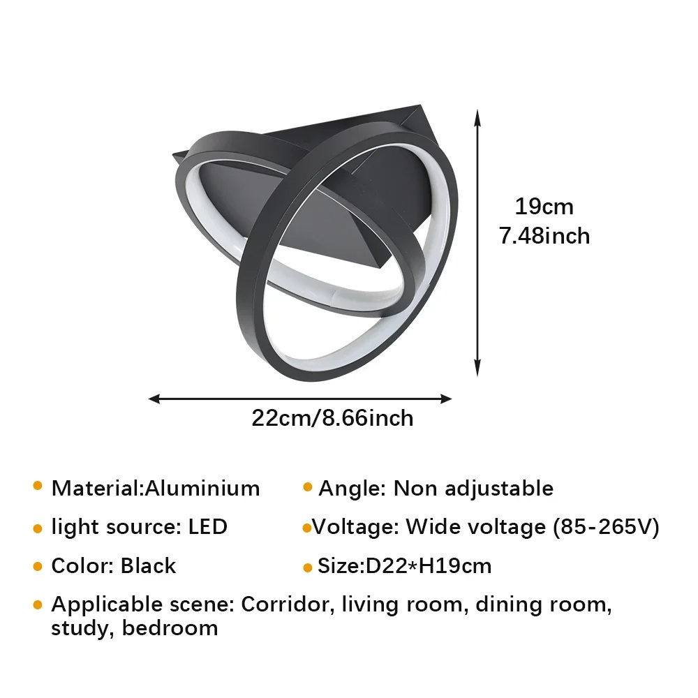 Modern LED Ceiling Light Black Flush Mount Light Fixtures Surface Mount Chandelier 6000K Led Ceiling Lamp for Living Room Aisel