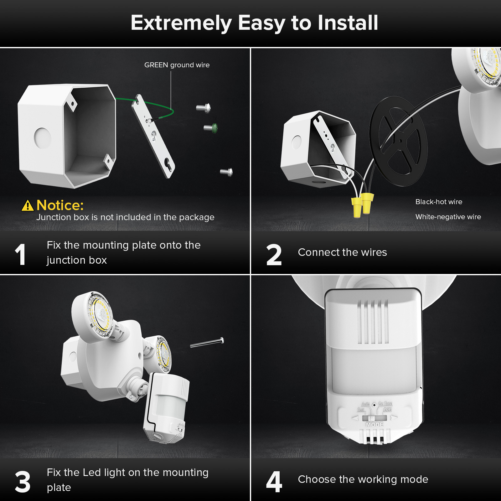 IP6515W 30W 45W Motion Sensor security flood light For Garden and Car Parking