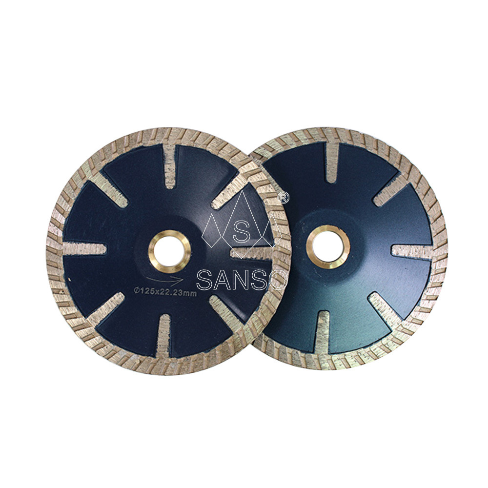 SANSO Hot Pressed 125mm Continuous Rim Turbo Concave Curved Diamond Saw Blade for Granite Stone