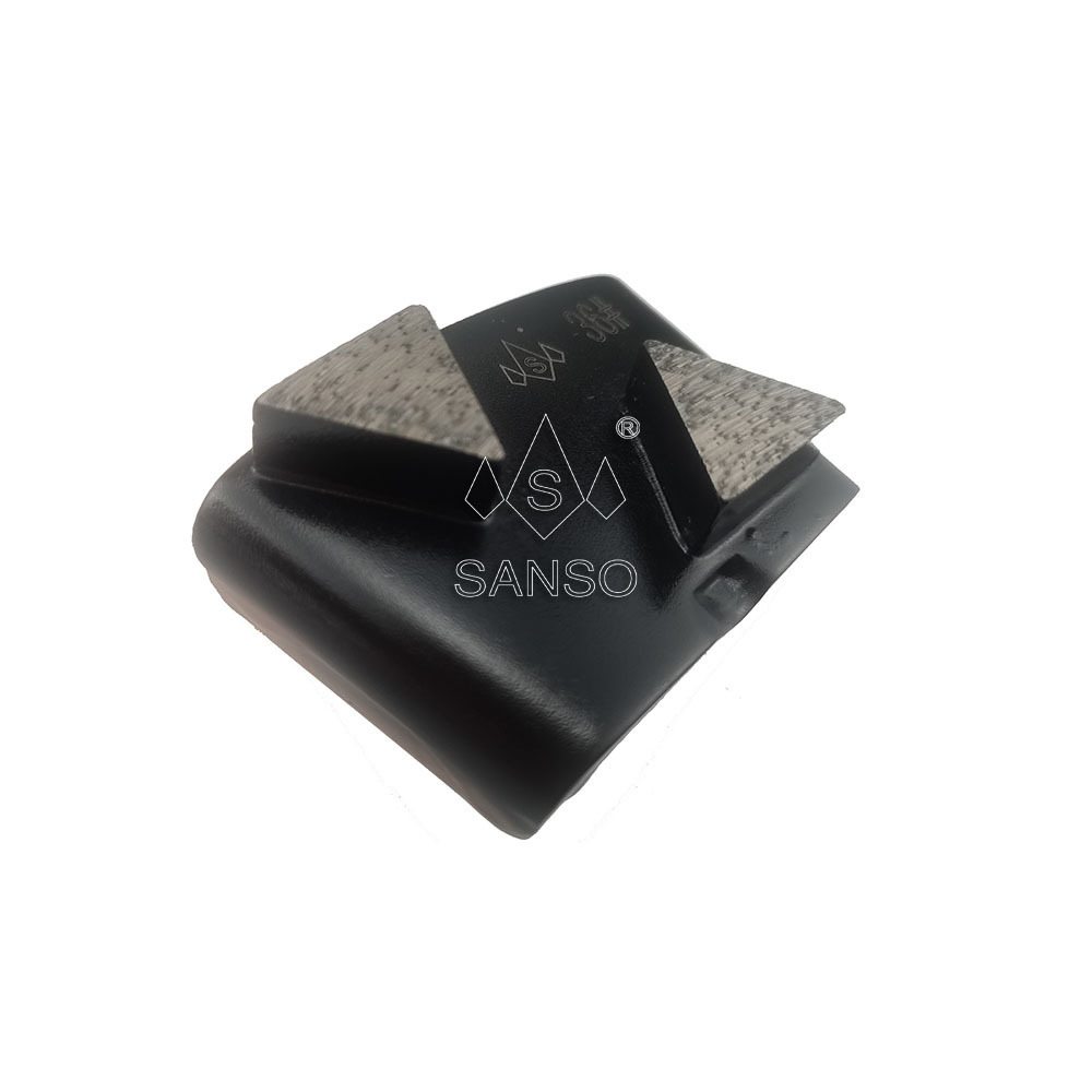 Sanso Two Triangle Segments Concrete Tools Concrete Metal Block Diamond Polishing Pad for Concrete Floor Grinder