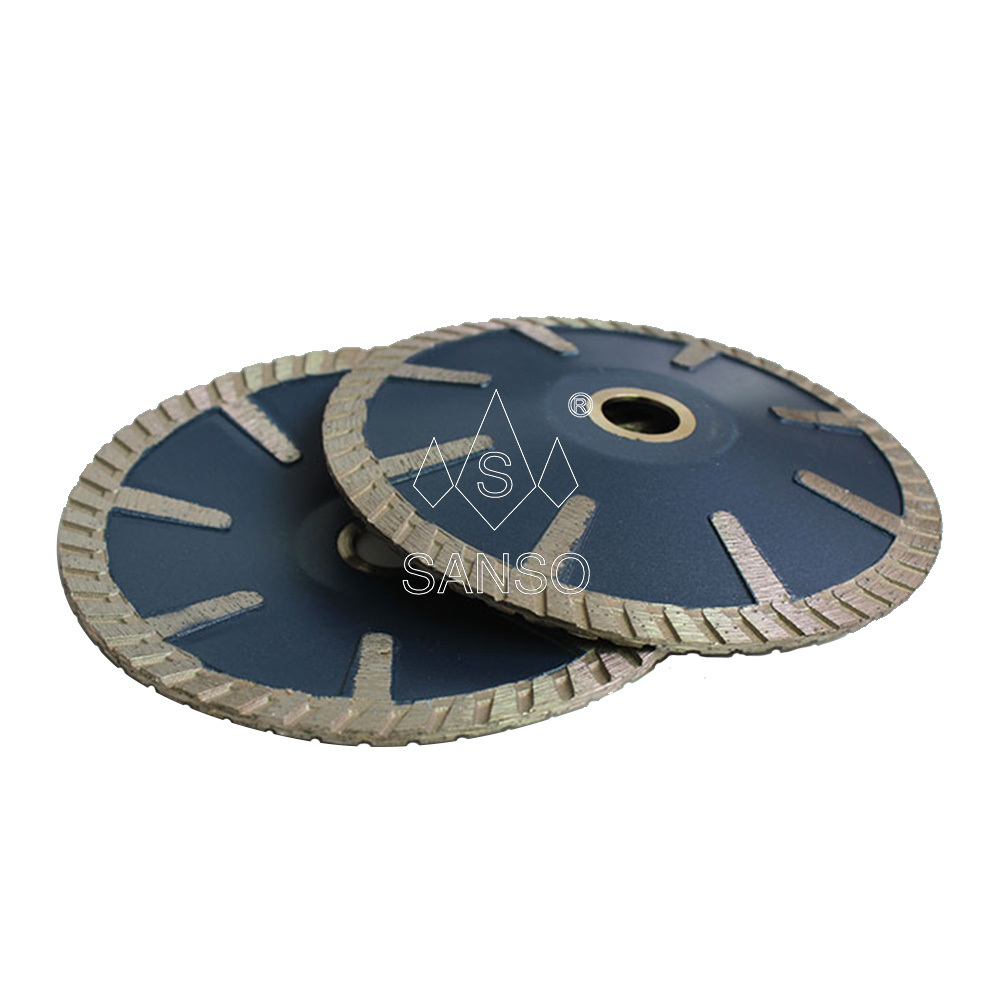 SANSO Hot Pressed 125mm Continuous Rim Turbo Concave Curved Diamond Saw Blade for Granite Stone