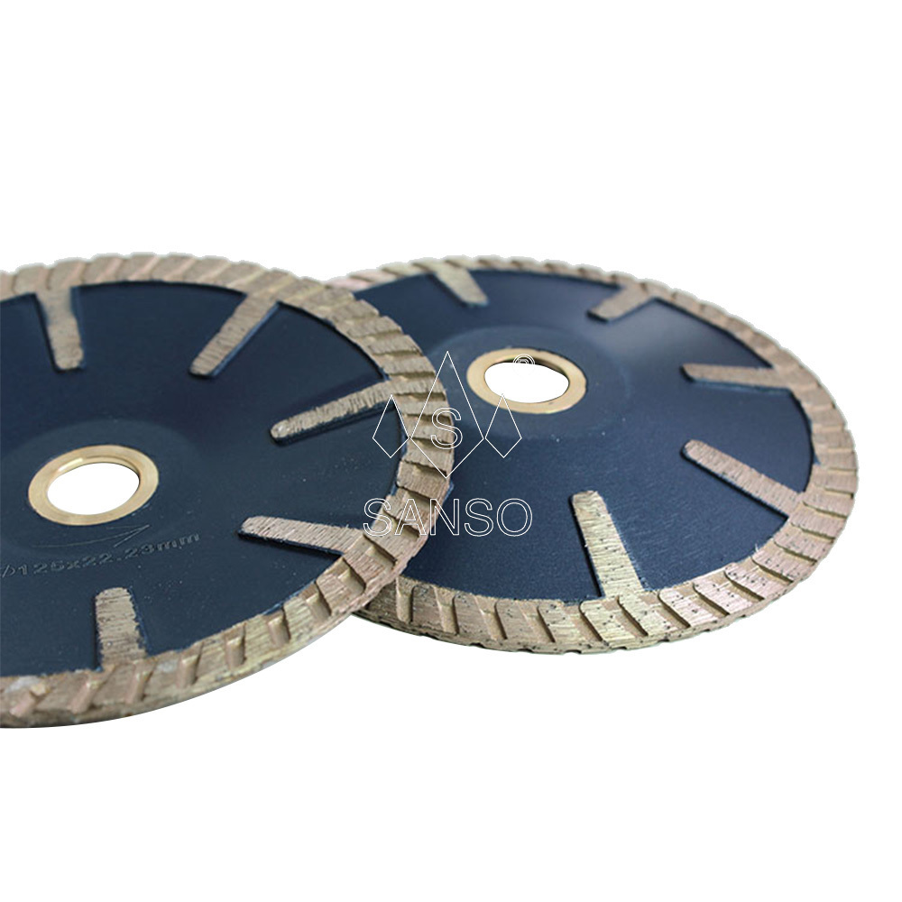 SANSO Hot Pressed 125mm Continuous Rim Turbo Concave Curved Diamond Saw Blade for Granite Stone