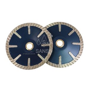 SANSO Hot Pressed 125mm Continuous Rim Turbo Concave Curved Diamond Saw Blade for Granite Stone