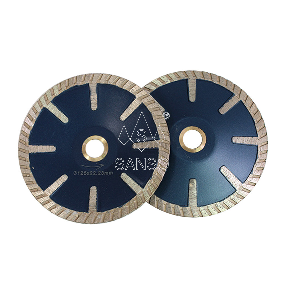 Sanso Hot Pressed 125mm Continuous Rim Turbo Concave Curved Diamond Saw Blade For Granite Stone