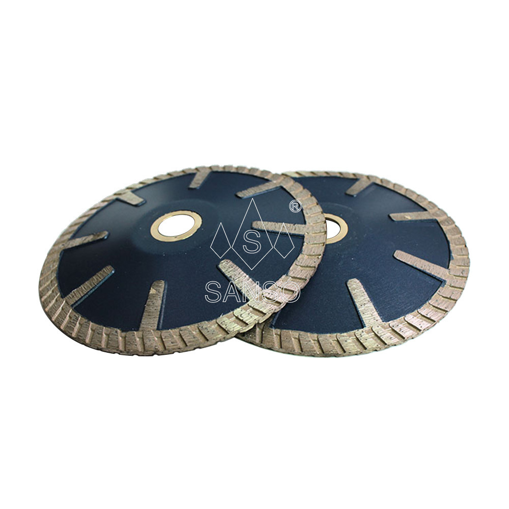 Sanso Hot Pressed 125mm Continuous Rim Turbo Concave Curved Diamond Saw Blade For Granite Stone