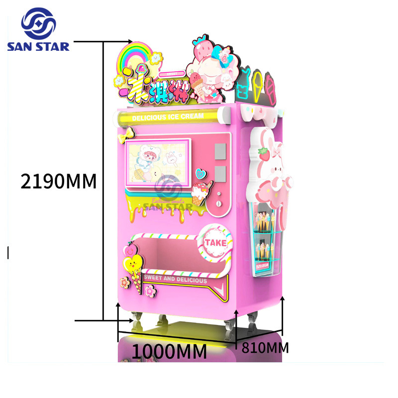 Soft softy snowflake mobile snack unmanned commercial automatic making snow flake ice cream vending machine