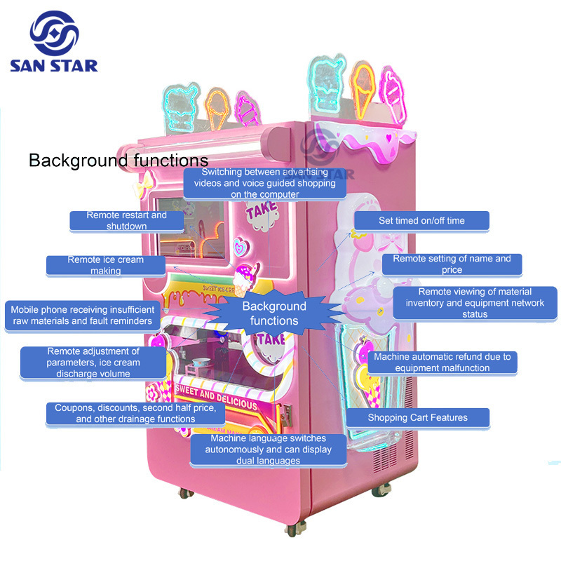 Soft softy snowflake mobile snack unmanned commercial automatic making snow flake ice cream vending machine