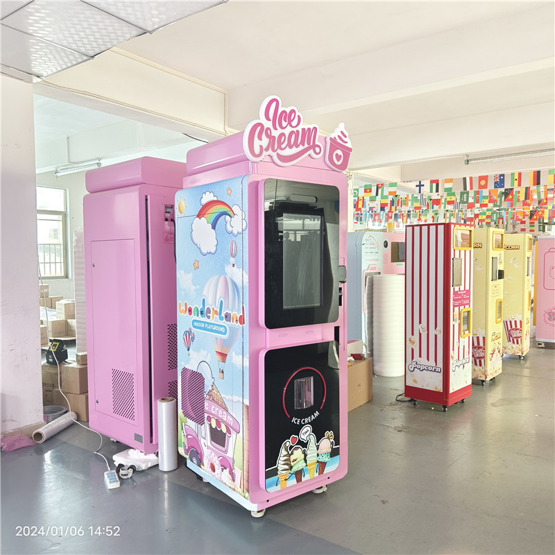 Coin operated set up automatic self service milkshake 3 flavors diy ice cream vending machine with custom design