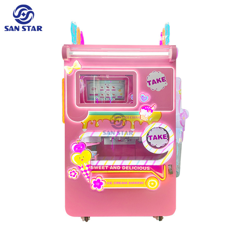 Soft softy snowflake mobile snack unmanned commercial automatic making snow flake ice cream vending machine