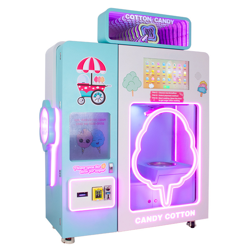 Hot 2023 Latest Full Automatic Cotton Candy Machine Candy Vending Machine Provided Metal Case CE Certificate Restaurant Robot