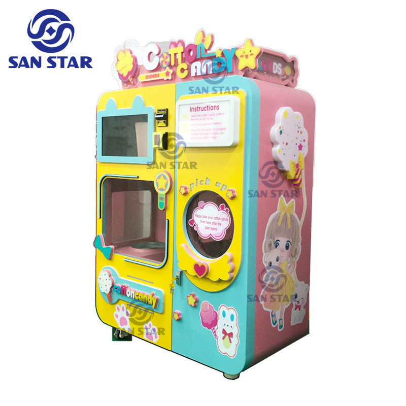 Automatic Cotton Candy Vending Machine Vending Machine For Foods And Drinks Cotton Candy Machine