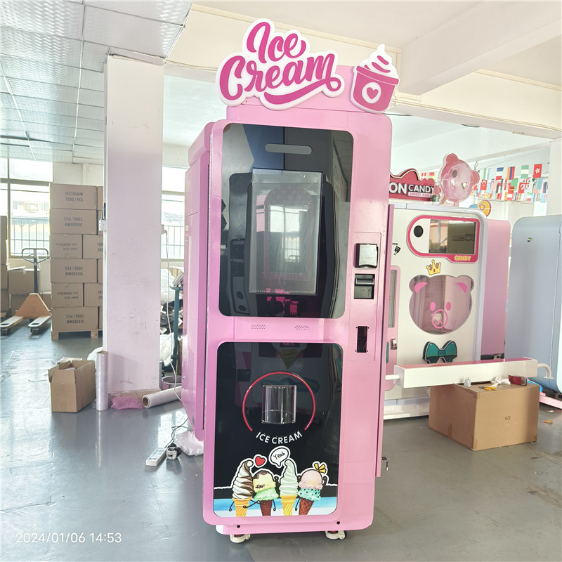 Coin operated set up automatic self service milkshake 3 flavors diy ice cream vending machine with custom design