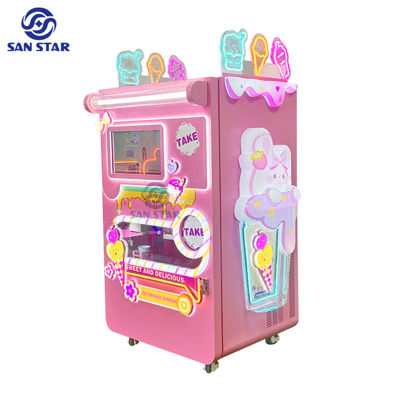 Soft softy snowflake mobile snack unmanned commercial automatic making snow flake ice cream vending machine