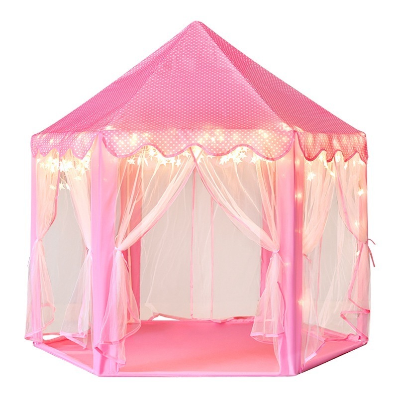 Hexago Children's Baby Pink Lovely Large Playhouse Toy Tents Kids Play House Indoor Party Girls Princess Castle Tent For Kids