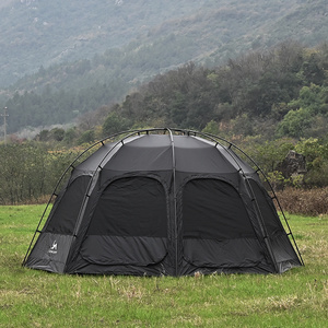 Outdoor Dome Tent Black Coated Octagonal Ball Tent 5-8 Person Waterproof Shelter Camping Awning Camptown Tent