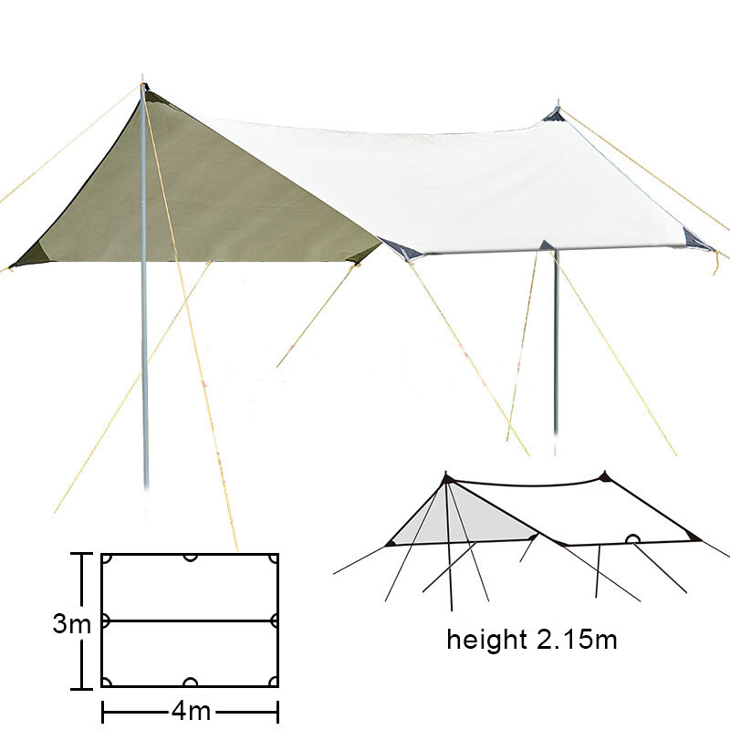 Waterproof Portable Tarp Multifunctional Outdoor Camping Traveling Awning Backpacking Tarp Shelter Rain Tarp