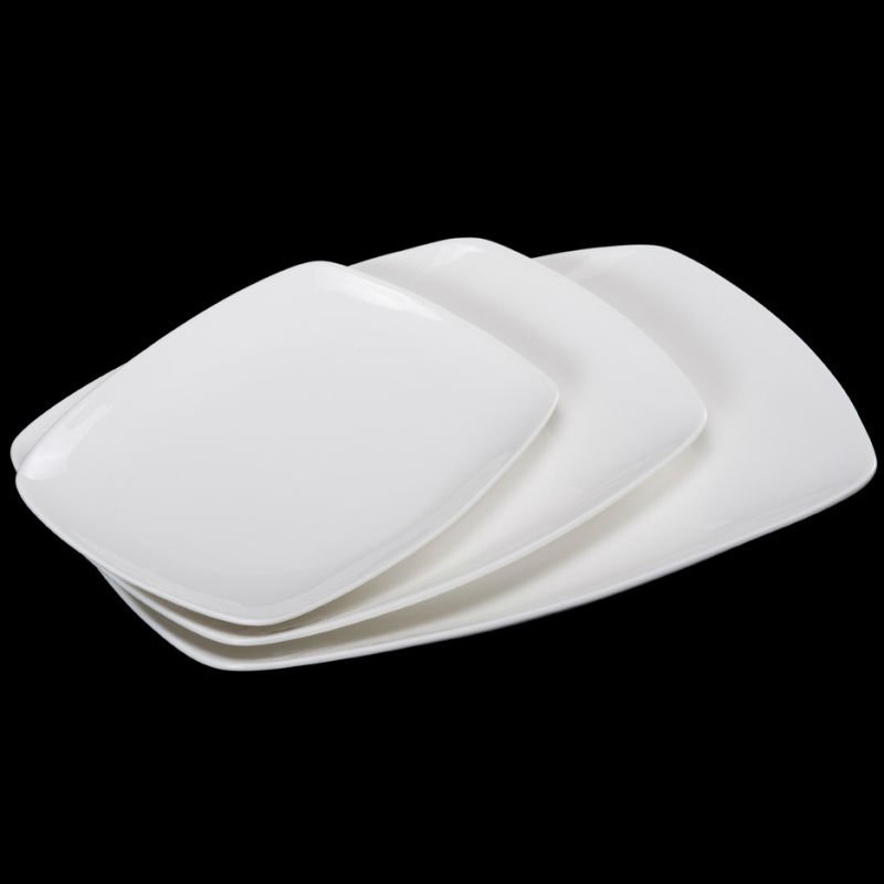 Chinese OEM Service Hotel Serving Dishes White Ceramic Dinner Plate Square