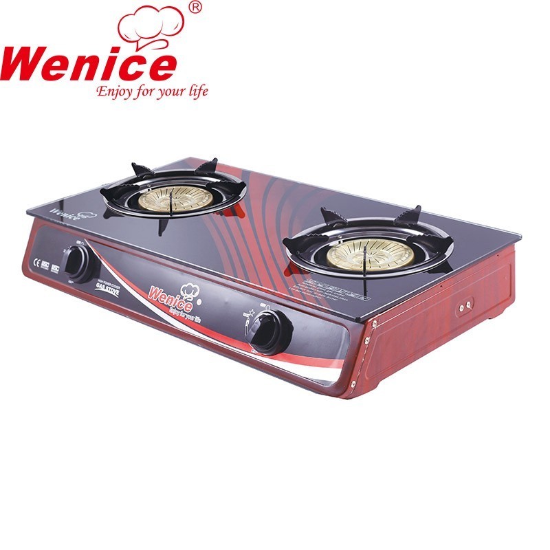 wenice domestic 8032 0.6CM tempered glass 2 burner table gas cooker stove