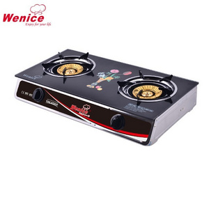 wenice domestic 8032 0.6CM tempered glass 2 burner table gas cooker stove