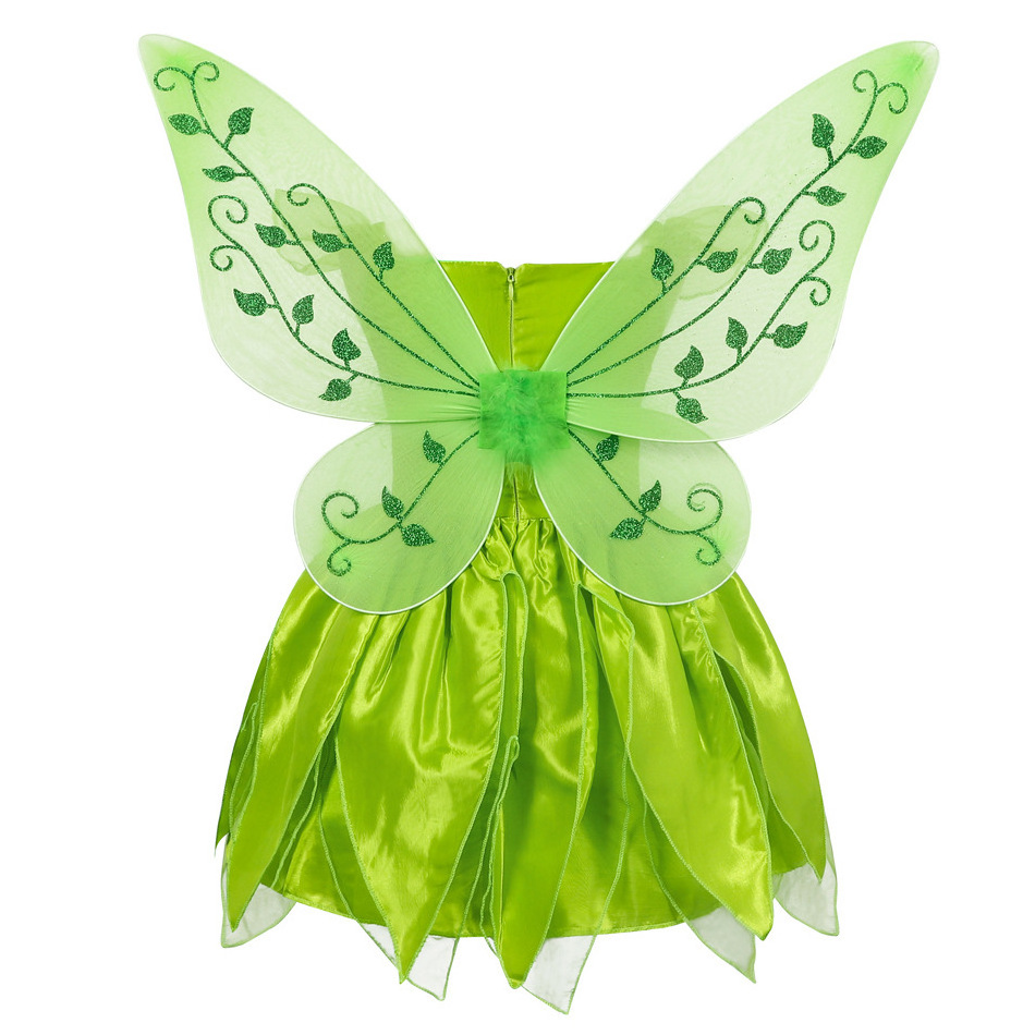 Hot Sale Kids Green Fairy Dress Tinkerbell Princess Halloween Costumes For Girls