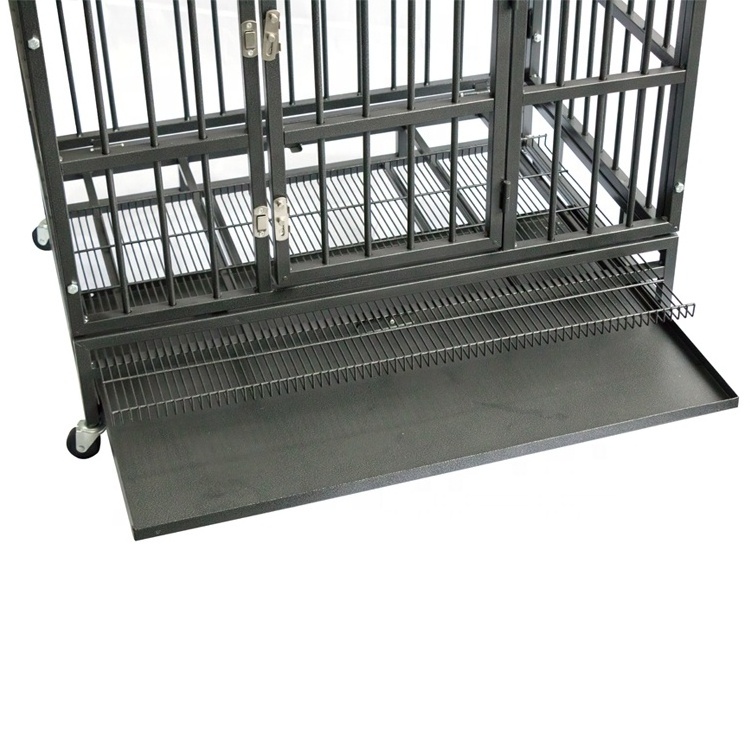 Wholesale Indoor Foldable Heavy Duty Metal Large Pet Dog Crate Kennel With Wheels And Cover