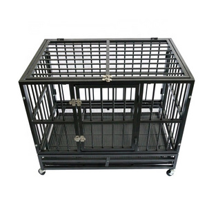 Wholesale Indoor Foldable Heavy Duty Metal Large Pet Dog Crate Kennel With Wheels And Cover