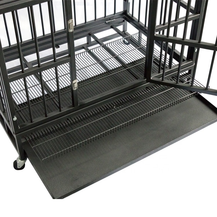 Folding Galvanized Heavy Duty Metal Dog Crate Kennel Enclosure With Cover And Door