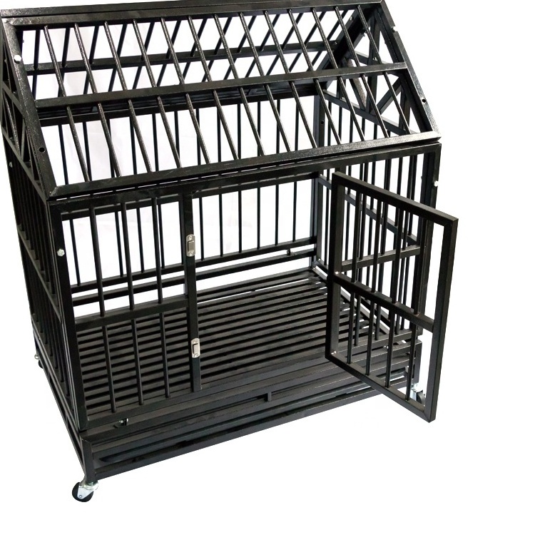 Foldable Heavy Duty Metal Large Pet Dog Crate With Wheels