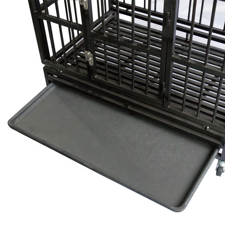 Foldable Heavy Duty Metal Large Pet Dog Crate With Wheels