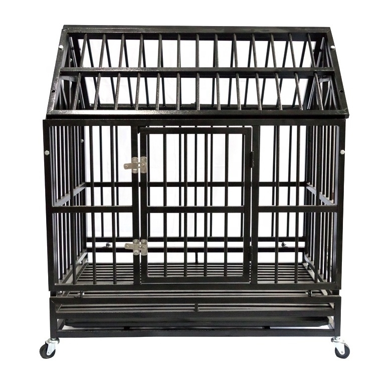 Foldable Heavy Duty Metal Large Pet Dog Crate With Wheels