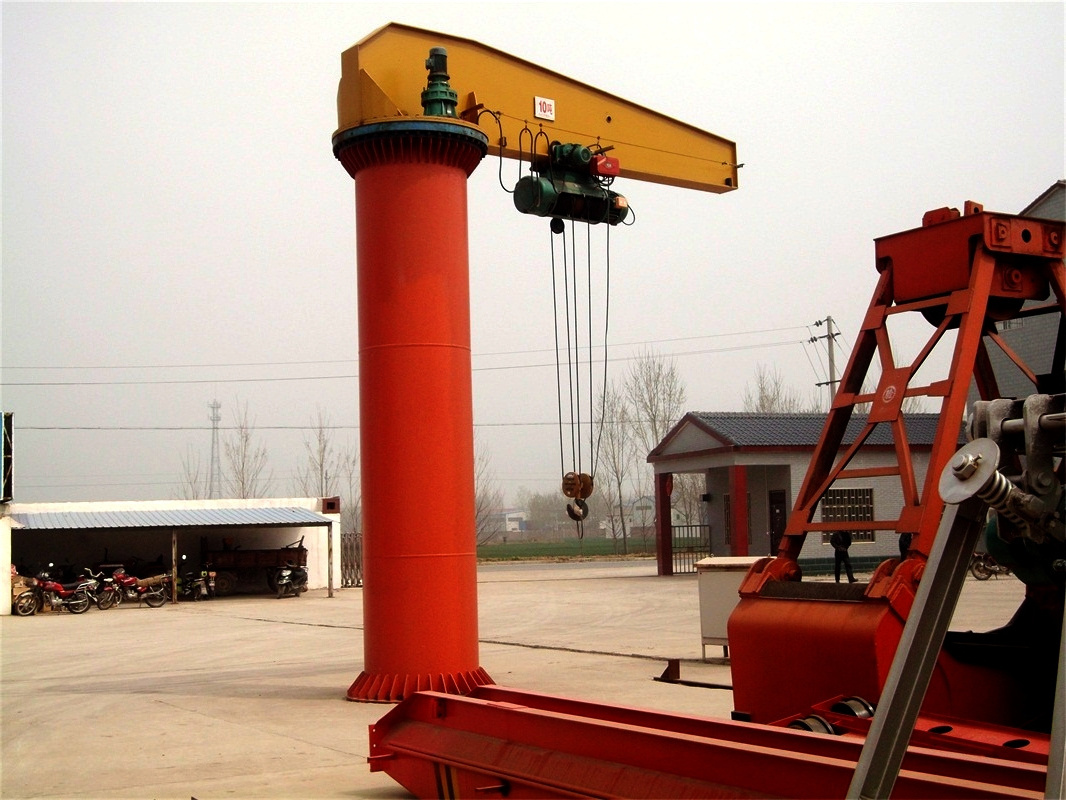 Swing Arm Jib Crane Column Mounted Floor Pedestal Slewing Pillar Cantilever Crane With Electric Hoist