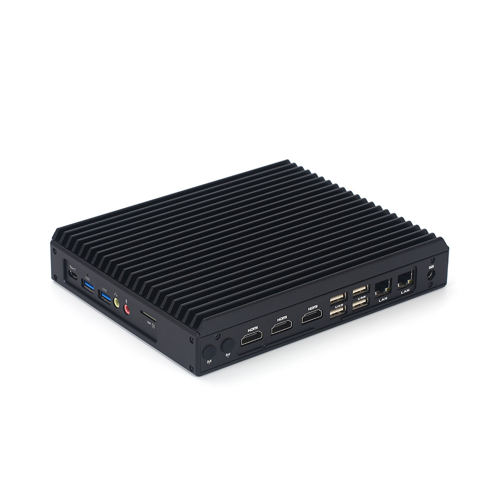 Cheap atom mini computer Industrial Fanless J6412 MINI PC With 3 HDM 2 LAN 6 USB