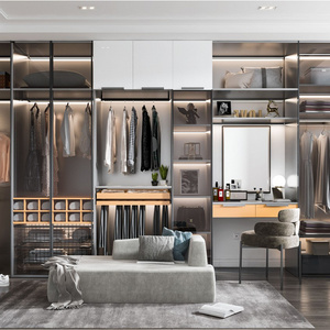 Customized Modern Bedroom Walkin Cabinet Wardrobe Closets Systems Furniture Design Wooden Walk In Closet