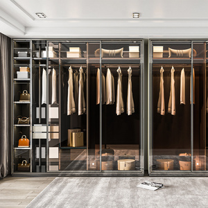 Room Puertas de closet en espejo modular glass door wardrobe walk in closet cabinet wood bedroom custom wardrobe closet